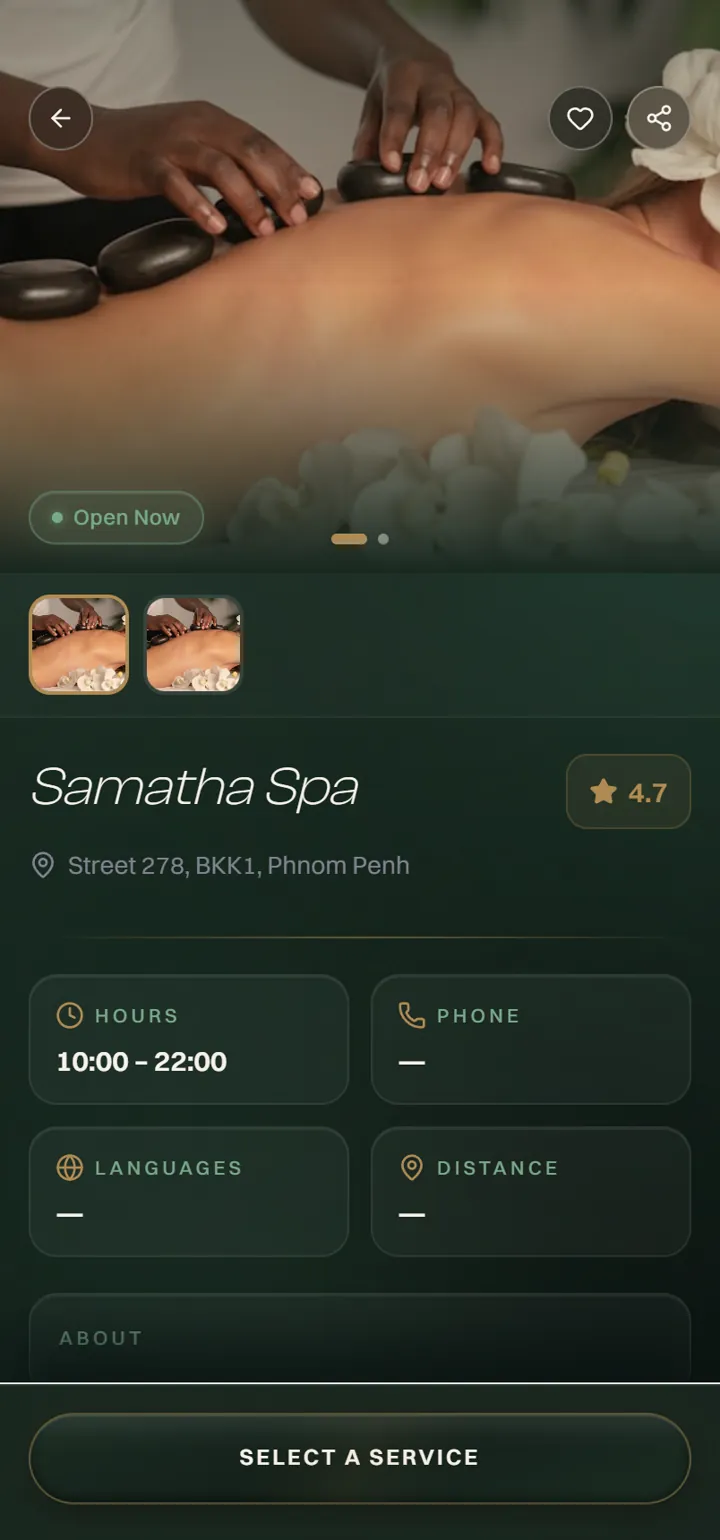 GOZEN app — venue detail