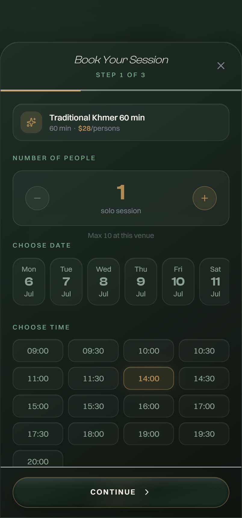 GOZEN app — book a session