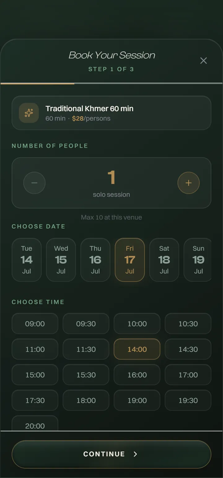 GOZEN app — book a session